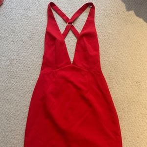 NBD Short Deep-V Red Dress (Revolve)